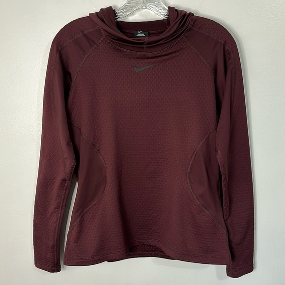 Nike Pro Hyperwarm Training Hoodie Maroon Size M - Picture 2 of 8